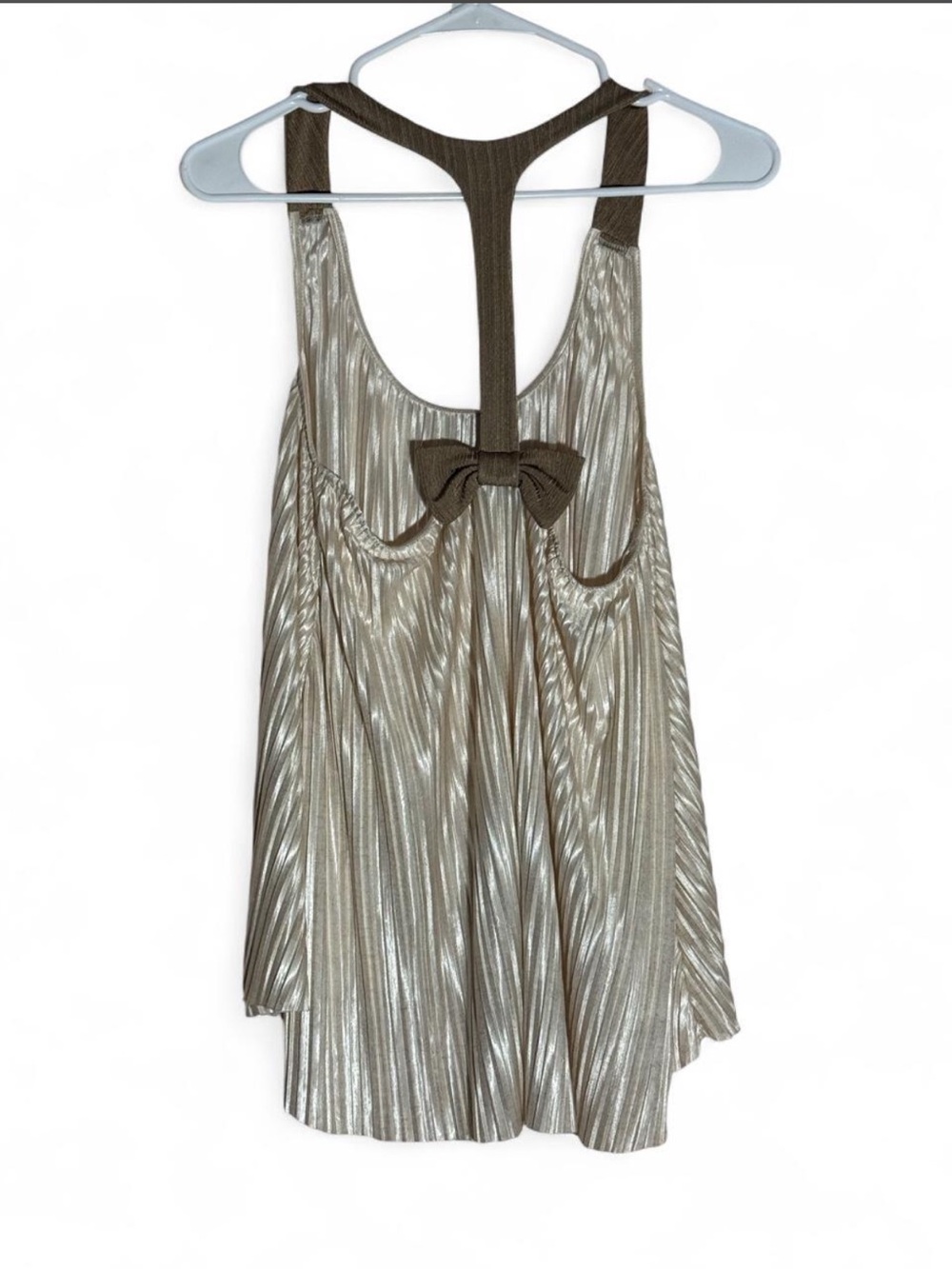 Vintage Y2K Weavers Metallic Pleated Bow Tank Top
